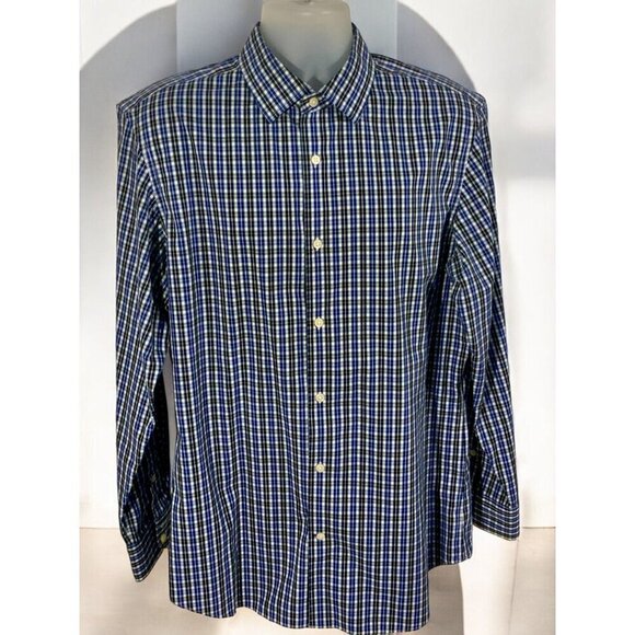 Banana Republic Other - Banana Republic Slim Mens Long Sleeve Blue Black Plaid Button Down Shirt Large